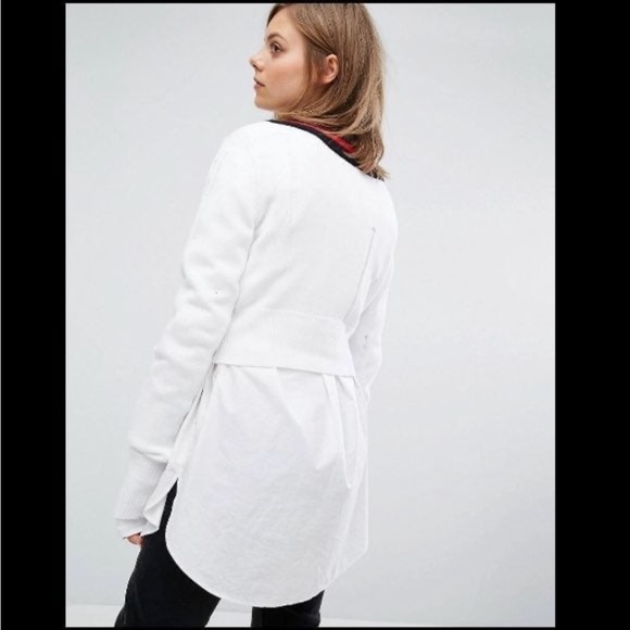 NWT - Cheap Monday Tipped V-Neck Knit Sweater with Ladder Detail (Medium) - Picture 2 of 4